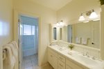 Guest bathroom, one of the four full bathrooms in this spacious home